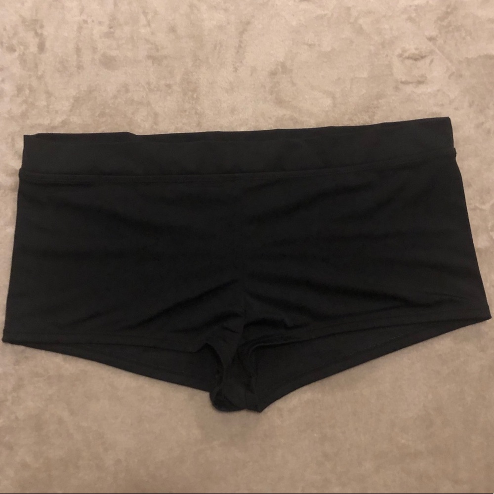 Black Tropical Escape Swim Boyshort, Size 18